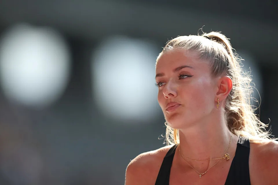 BERLIN, GERMANY - JUNE 26: Alica Schmidt of SSC Berlin reacts after the Women's 400m Final on day 4 of the multi sport event Die Finals at Olympiastadion on June 26, 2022 in Berlin, Germany. (Photo by Alex Grimm/Getty Images)