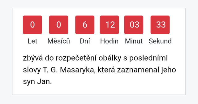 Na webu Národního archivu mají countdown na otevření Masarykova posledního dopisu