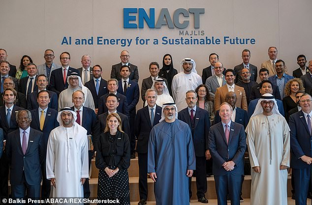 Princess Beatrice (front left) attended an energy and AI summit in Abu Dhabi last November