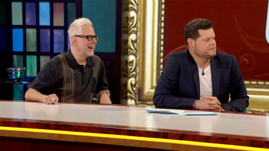 <a class="link " href="https://www.giantfreakinrobot.com/topic/james-gunn" rel="nofollow noopener" target="_blank" data-ylk="slk:James Gunn;elm:context_link;itc:0;sec:content-canvas">James Gunn</a> with his favorite <em>Big Brother</em> player, Derrick Levasseur