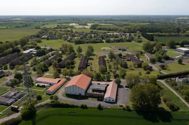 An aerial view of the former RAF base in Wethersfield Essex.