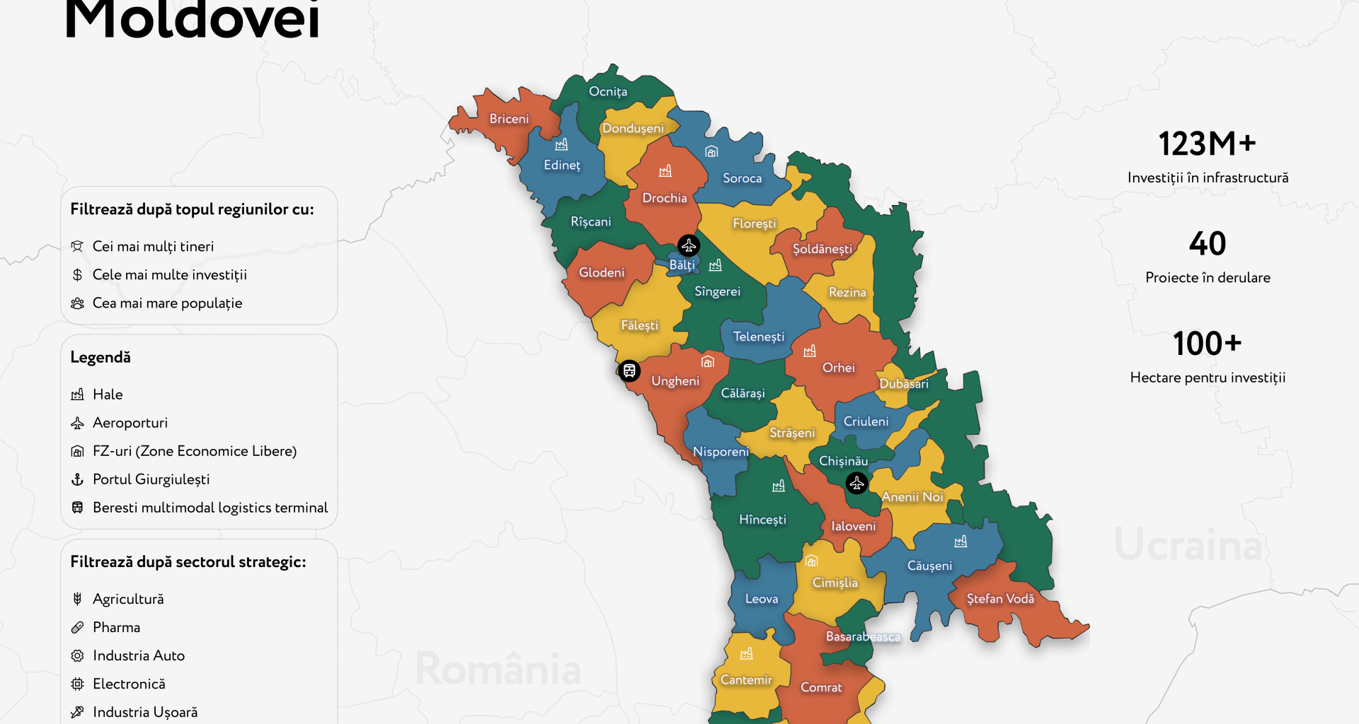 Moldova launches Interactive Investments Map, showcasing business development opportunities in each region of country