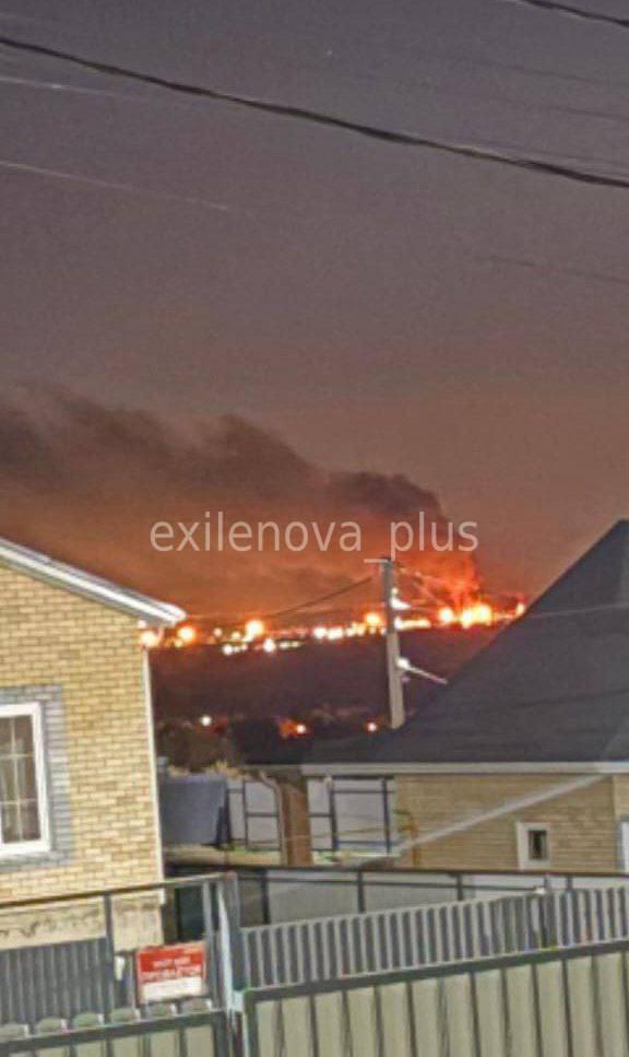 The Ilsky oil refinery in russia is on fire after a Ukrainian drone strike