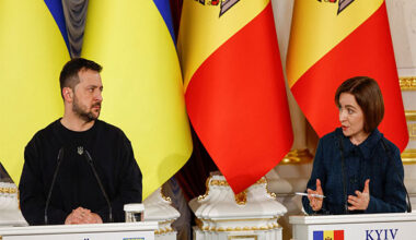 Ukraine President Volodymyr Zelenskiy and Moldova President Maia Sandu hold a joint press conference with European Council President Charles Michel in Kyiv amid Russia’s ongoing attack (Photo/Reuters)