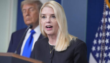 Attorney General Pam Bondi speaks to the media in the briefing room of the White House in Washington. (Manuel Ceneta/AP)