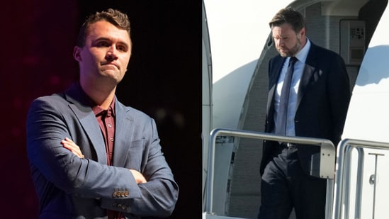 Charlie Kirk (L) and US Vice President, JD Vance.(AP Photos)