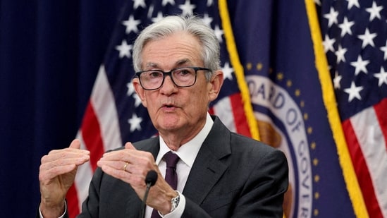 Federal Reserve Chair Jerome Powell gestures during a press conference (REUTERS)