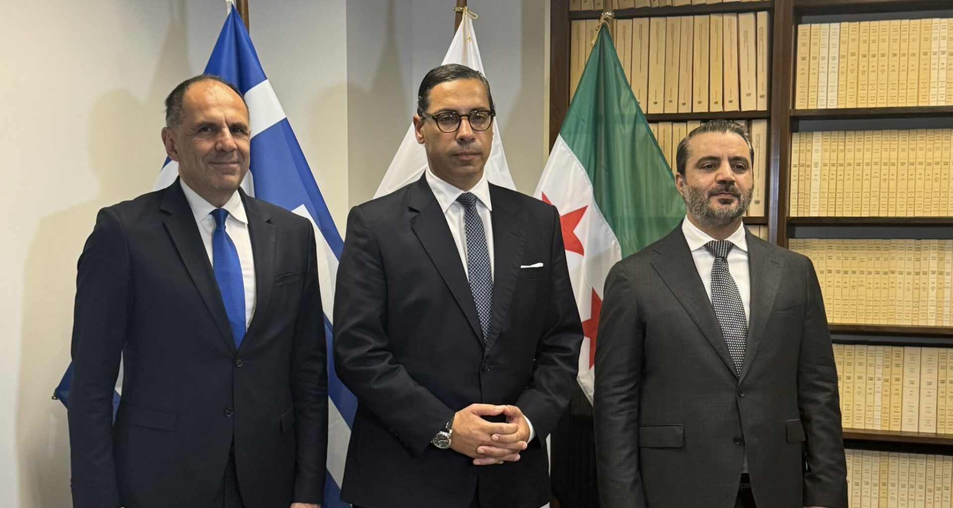 cover Kombos meets with Greek and Syrian foreign ministers in New York