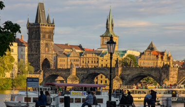 Boats On Vltava River In Prague