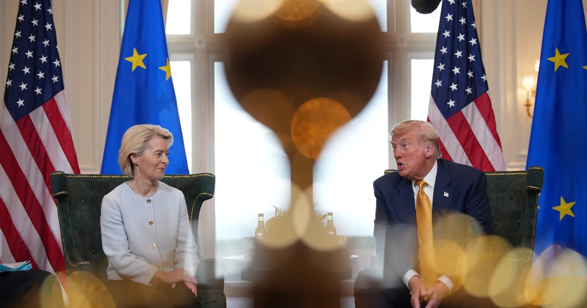 6 in 10 Europeans say von der Leyen should quit after trade deal with Trump, survey finds – POLITICO