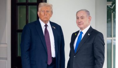 Protesters Unveil Drawing of Trump and Netanyahu in Tel Aviv