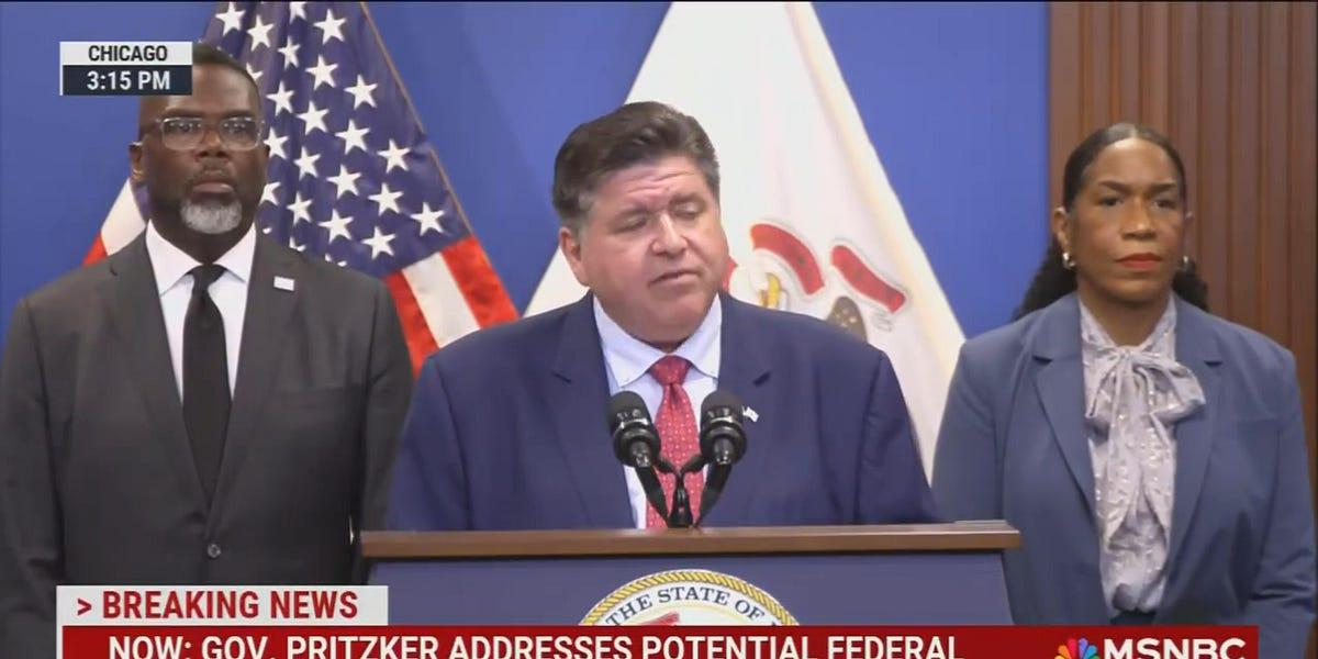 Governor Pritzker says: "Authoritarians thrive on your silence. Be loud for America!"