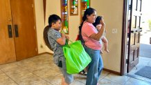 Adriana Vasquez came to the Chollas View church for diapers and food, Saturday, September 20, 2025. 