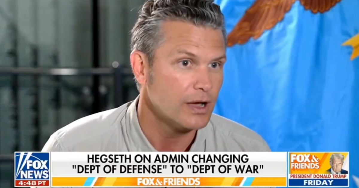 Pete Hegseth Says the Renamed ‘Department of War’ Stands for ‘Peace’