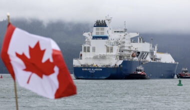 lng carrier gaslog glasgow at the canada site in kitimat, b.c. canada flag 1200x810