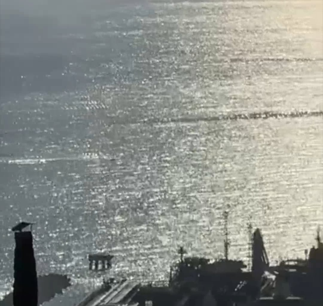 Ukrainian naval drones near Tuapse while there's Russian gunfire in the background trying to engage them (September 24, 2025)