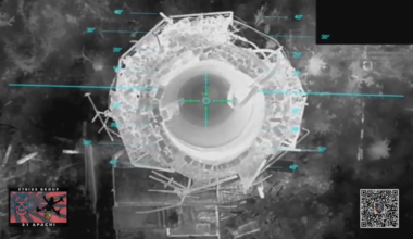 The footage shows an attack on a Russian position, where a Ukrainian heavy "Baba Yaga" drone drops an TM-62 anti-tank mine into a chimney.