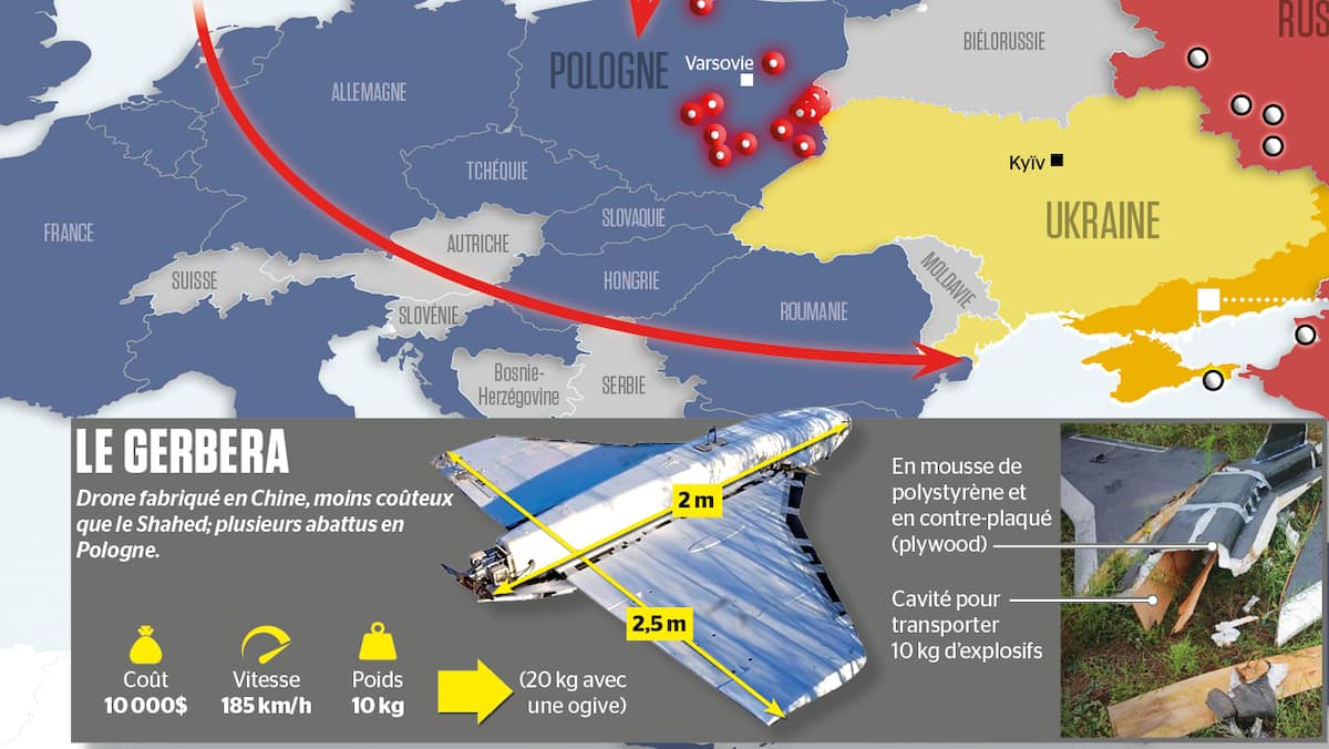 INFOGRAPHIE | Des drones russes s'incrustent dans des pays de l’OTAN