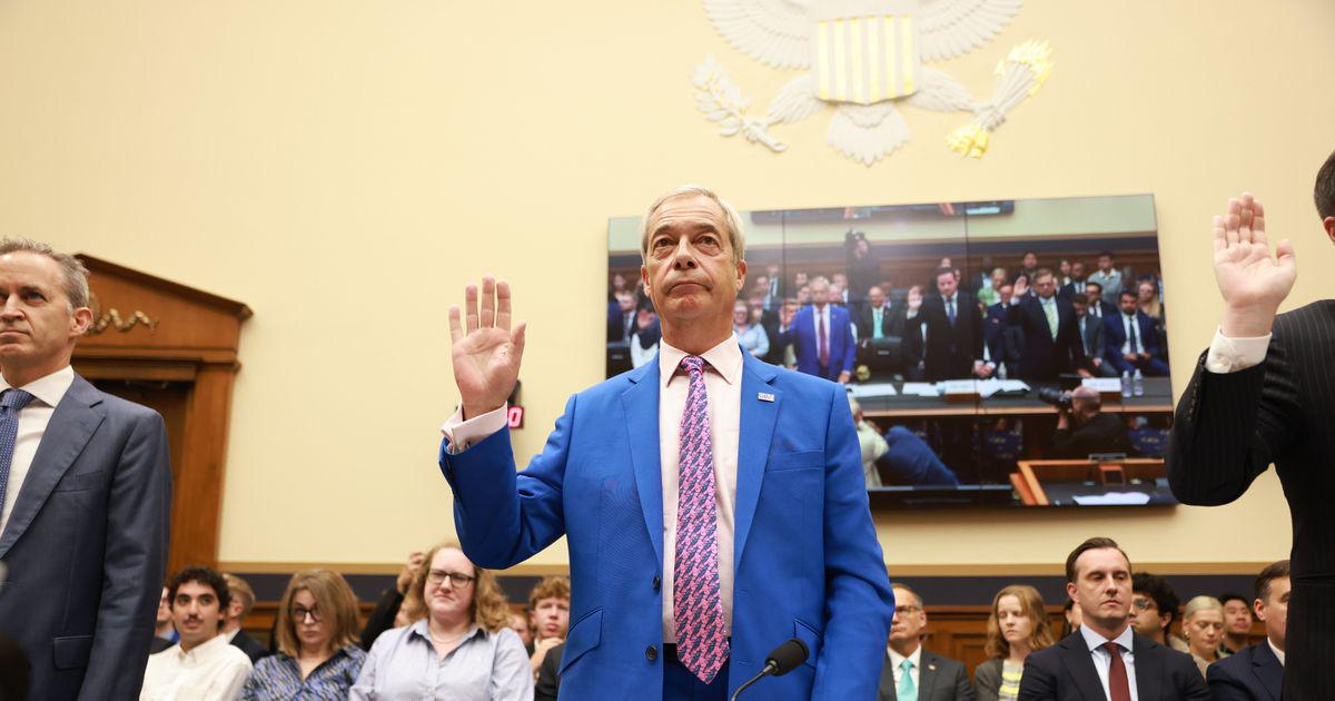 Nigel Farage branded 'far-right, pro-Putin Trump wannabe' in blistering US Congress takedown