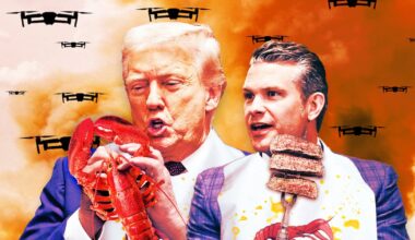 Trump and Hegseth Slammed for Chowing on Steak and Crab During Poland Drone Crisis