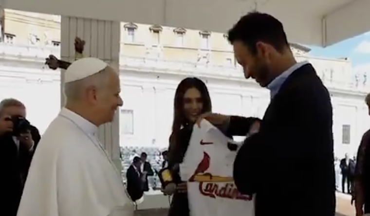Cardinals’ DeWitt Meets Pope Leo XIV, Gifts Custom Jersey in Vatican Visit