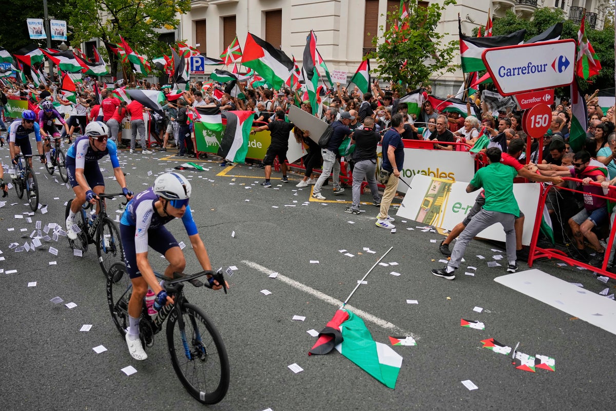 Cycling team remove ‘Israel’ from Vuelta kit after pro-Palestine protests