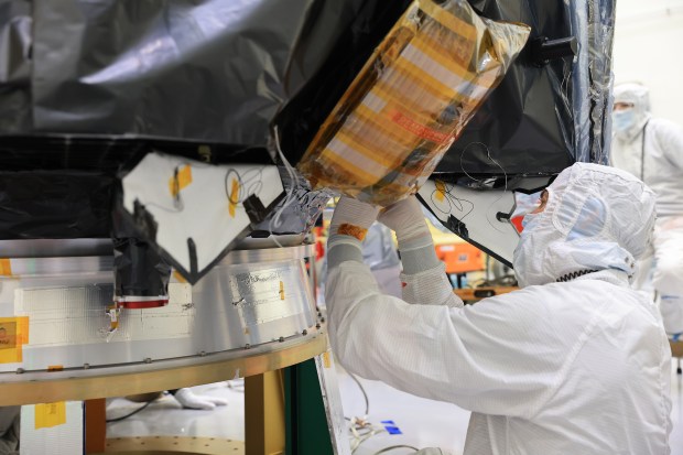 Technicians conduct blanket closeout work on NASA's IMAP (Interstellar Mapping...
