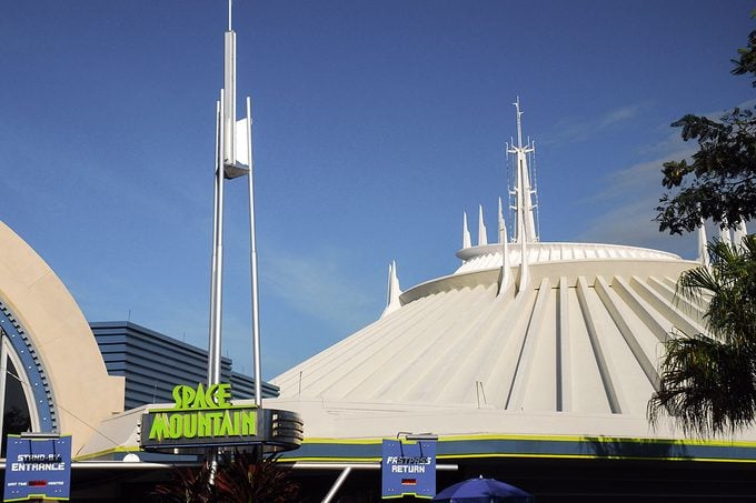 The Space Mountain tide stands in Tomorrowland at Walt Disney World