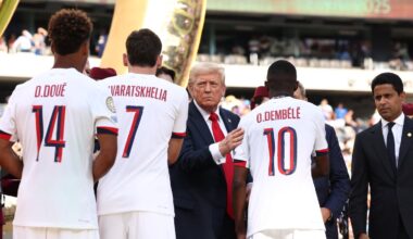 President Trump presented Paris St Germain's Ousmane Dembele the runner-up medal after Chelsea won in the FIFA Club World Cup final, at MetLife Stadium in July in East Rutherford, N.J.