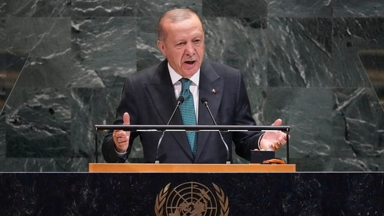 Turkiye President Recep Tayyip Erdogan addresses the 80th session of the United Nations General Assembly,(AP)