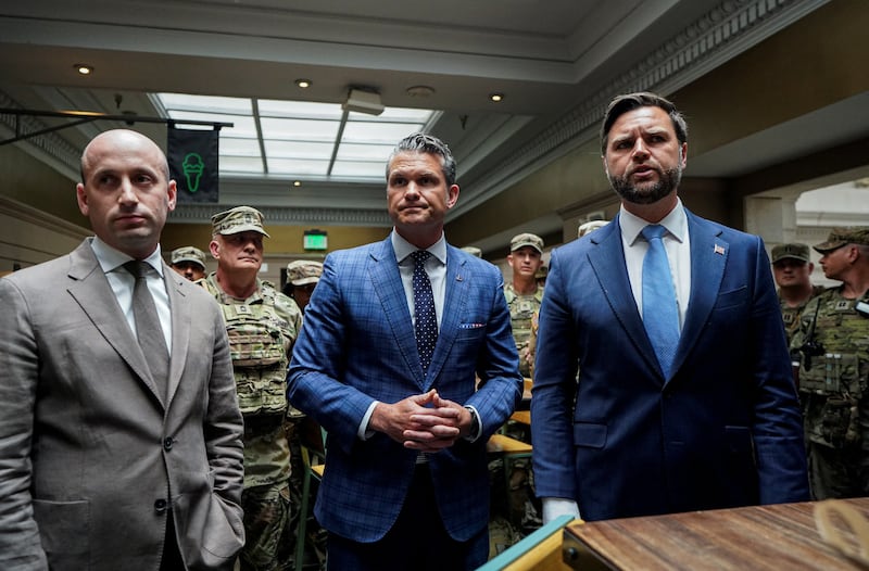 Stephen Miller, Pete Hegseth and JD Vance