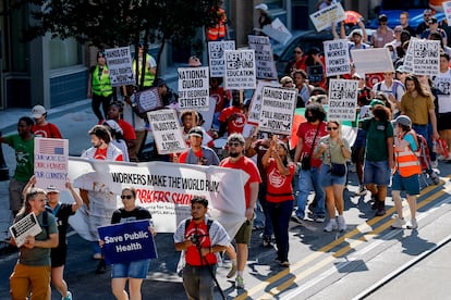 'Workers Over Billionaires' march in Atlanta, Georgia.