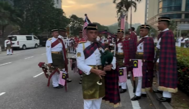 Malaysian army central band bagpipers playing “Scotland the Brave” during Malaysia’s Independence Day 2025.