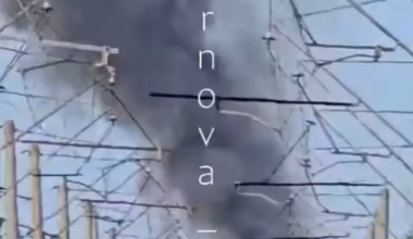 Kanevskaya, Russia. After the substation was hit by Ukrainian falling debris, a power surge caused a train to catch fire. 22.09.2025