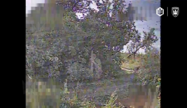 Multiple Russian soldiers are hit with FPV drones by Ukraine's 414th Strike UAV Brigade. Published September 21st, 2025.