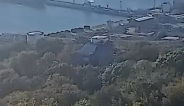 The moment of today's USVs attack on the port in Tuapse.