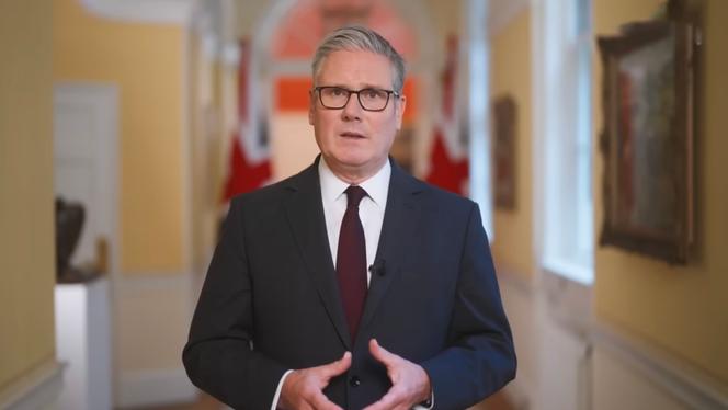 A screenshot from a video of Prime Minister Keir Starmer announcing that the United Kingdom officially recognizes the State of Palestine, in London, on September 21, 2025.