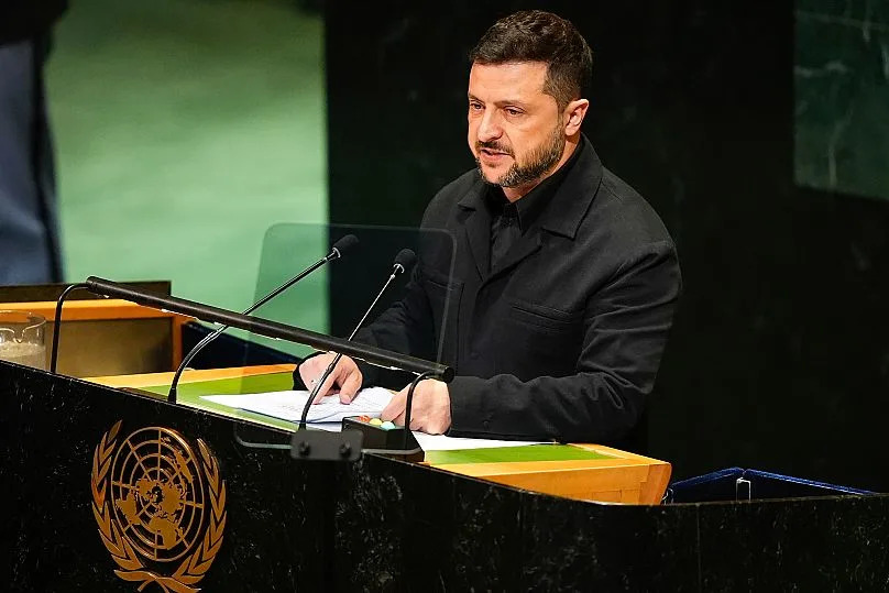 Ukrainian President Volodymyr Zelenskyy speaks during the United Nations General Assembly in New York, 24 September, 2025