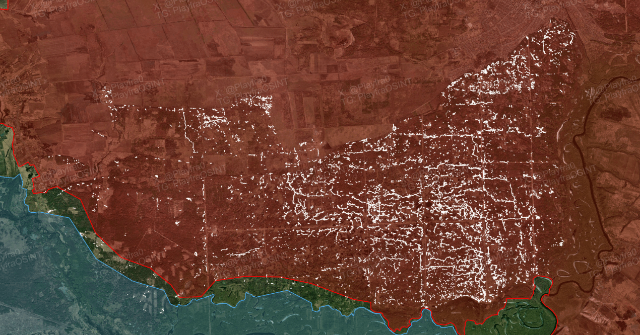 Every Russian trench in the Kreminna forests mapped out.