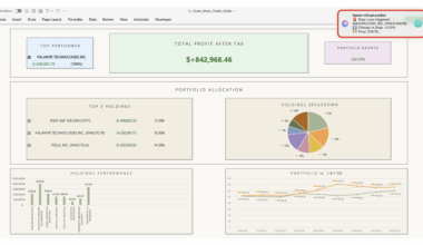 [OC] Visualizing My Stock Portfolio Growth & Real-Time Alerts in Excel
