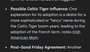 Was curious myself how we ended up being the only nation to love a wee goujon supper, Google’s AI didn’t disappoint