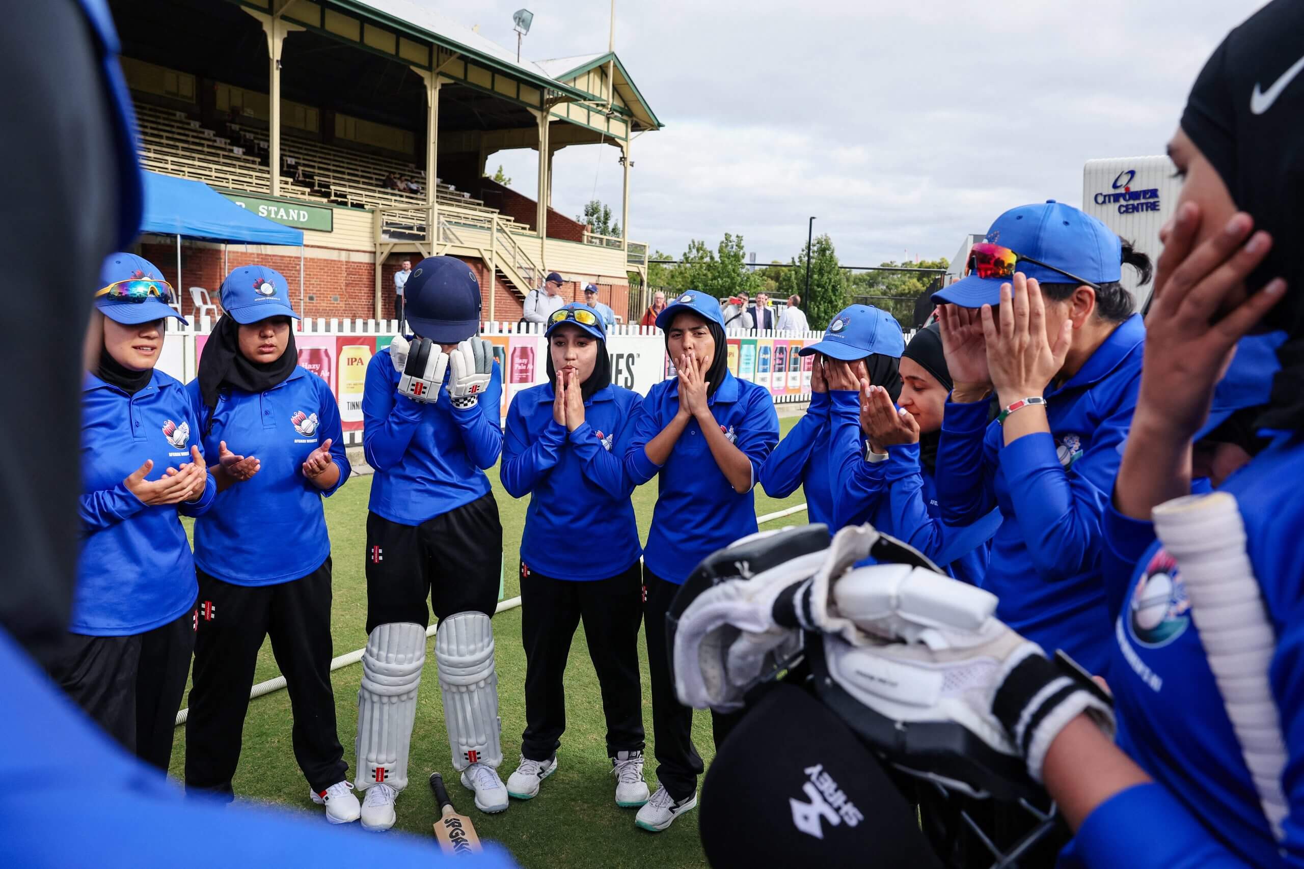 Afghanistan women's cricket team played a match against Cricket Without Borders XI in Melbourne in January (Martin Keep/AFP via Getty Images)