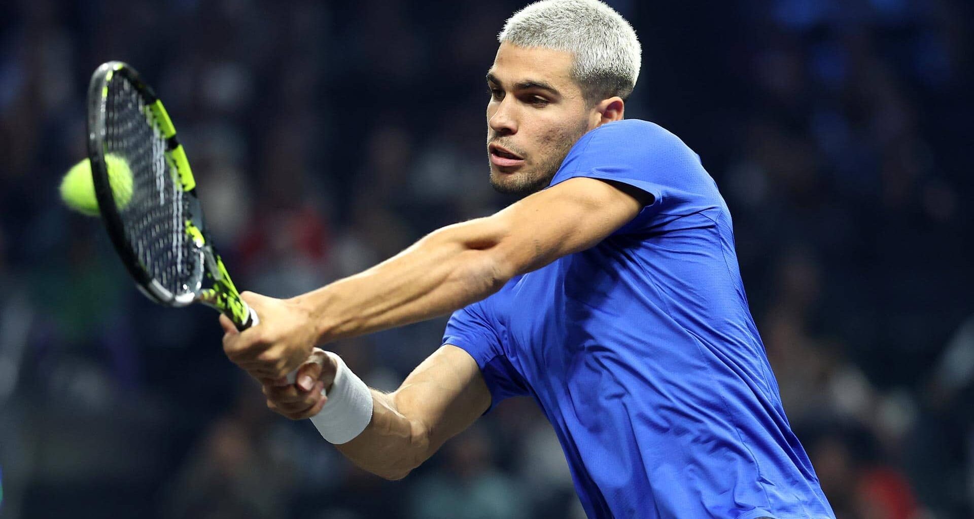 Carlos Alcaraz, durante la jornada del sábado en la Laver Cup.