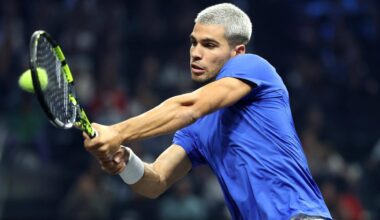 Carlos Alcaraz, durante la jornada del sábado en la Laver Cup.