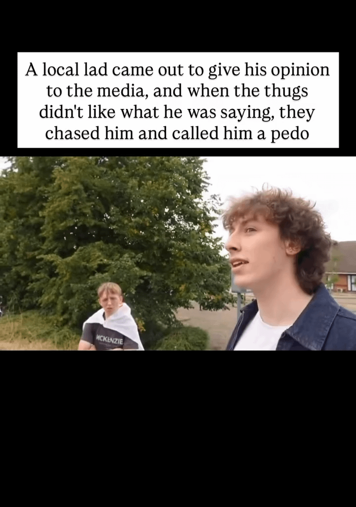 Reform UK protesters attack local who claims to the news that the protests have been loud during late hours. This is what they are. Violent, worthless thugs.