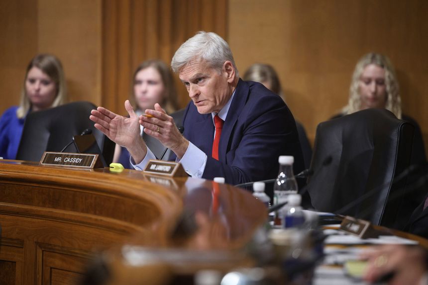 Sen. Bill Cassidy questions HHS Secretary Robert F. Kennedy Jr. during a hearing of the Senate Finance Committee in Washington, DC, on Thursday.