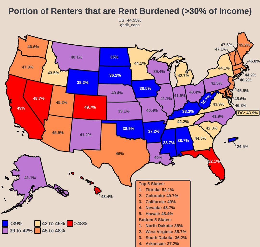 [OC] Maps on Rent Burden in the US