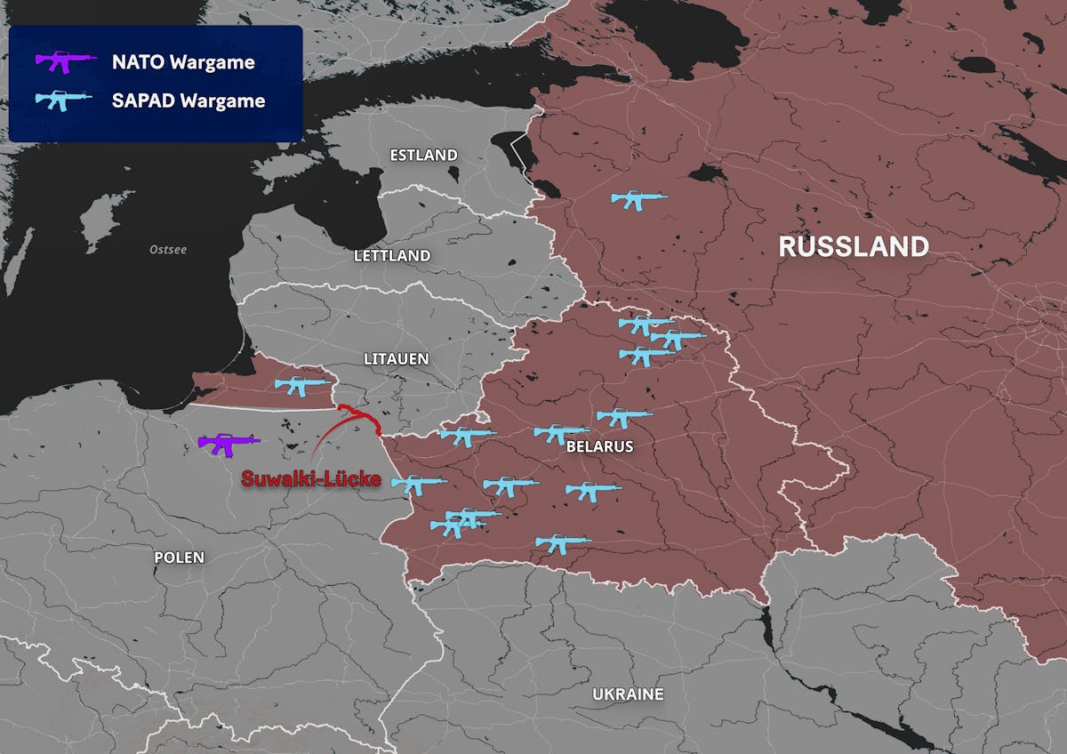 Während das Ende August angelaufene Nato-Manöver «Eisernes Tor» noch bis Ende September andauern wird, haben Russland und Belarus ihre «Sapad»-Übung bereits beendet. Beide Wargames fanden nahe der Suwalki-Lücke statt, die die Kalinigrad-Exklave vom russischen Herrschaftsgebiet trennt. Quelle: BBC, Konrad Adenauer Stiftung