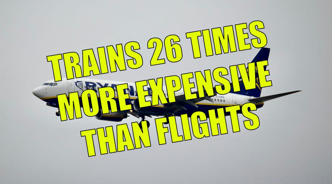 Brits priced out of green travel: Flying is cheap as chips–but new report says train is up to 26 TIMES more expensive
