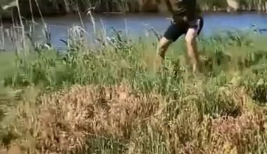 Russian soldiers in the occupied south of Ukraine exploding the pond for fun. Hydraulic pressure after the such kind of explosion killing all living creatures for a long time
